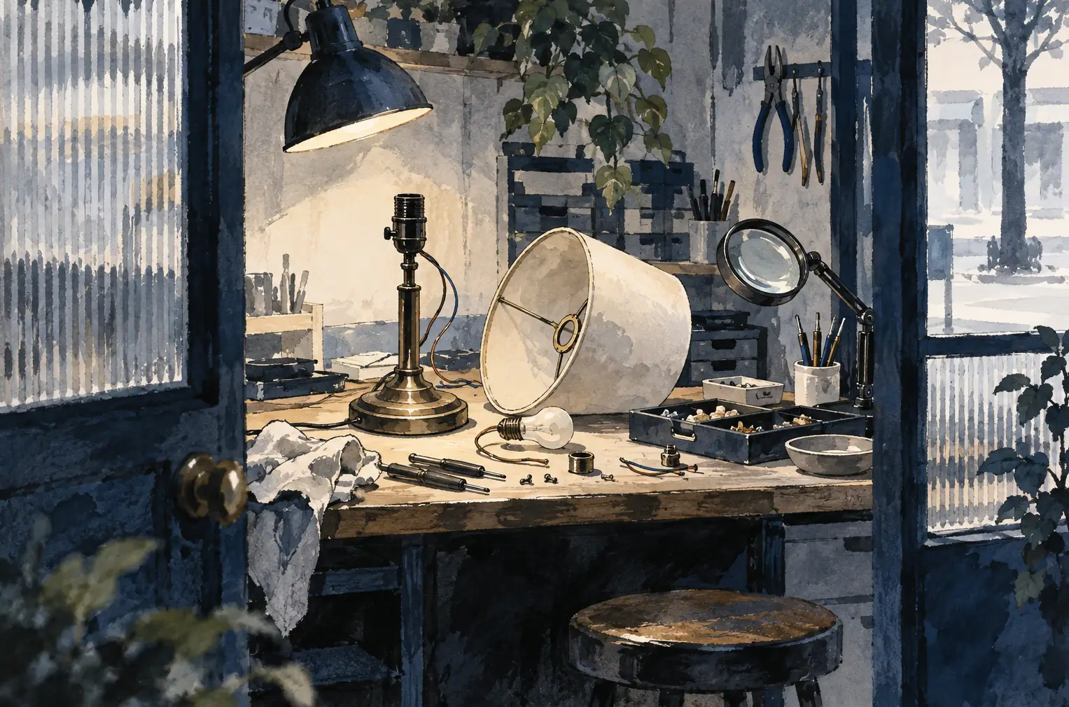 Illustration of repair businesses and their working space